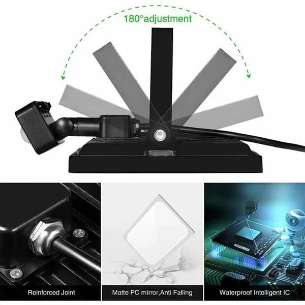 10W LED-strålkastare - Rörelsesensor - IP65 Vattentät - Varmvit