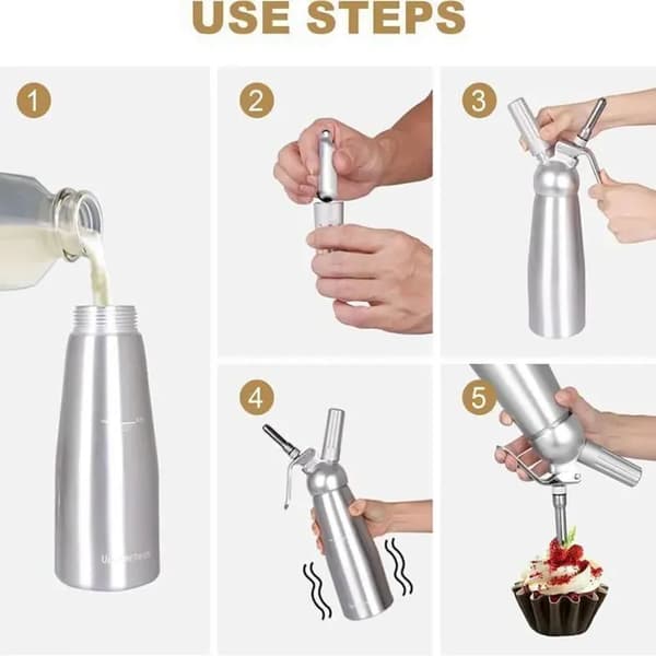 500 ml flødeskumssifon - 3 dyser i rustfrit stål - Aluminium - Let at rengøre