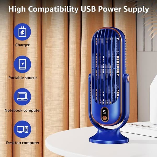 Tårnventilator - Bærbar model - 5 hastigheder - USB genopladelig - Stille 30 dB
