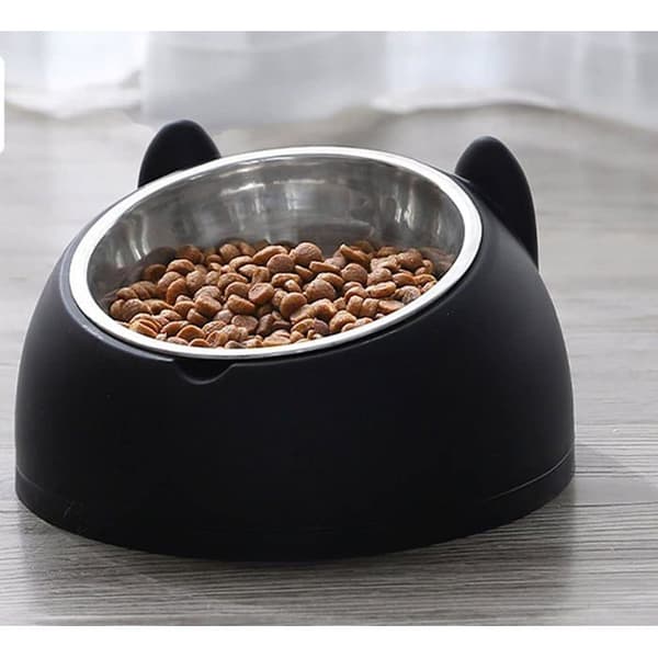 Katteskaale i rustfrit stål, sæt med 2 (400 ml, sort og hvid)