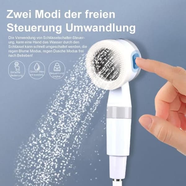 Elektrisk campingdusch, USB 5V, 2m slang, 60-120min batteritid + 8 tillbehör, ABS, handsfree