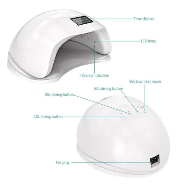 SUN5 48W UV LED Neglelampe - Mærke - Model - EU-stik - Hvid - 48W