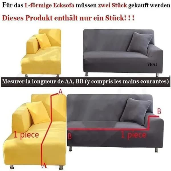 Sofföverdrag, stretchhörnsofföverdrag, stretchsofföverdrag för 1/2/3/4-sits soffor (1-sits: 90-140 cm, grå)