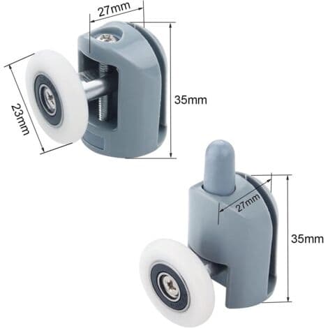 Brusedørsruller 23 mm – Sæt med 8 dele med 4 topruller og 4 bundruller – Messing- og ABS-materiale – Nem installation