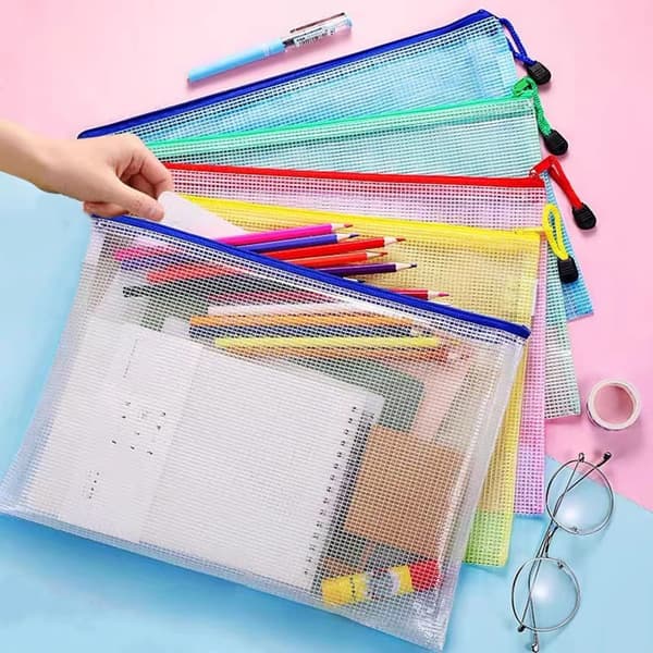 A4 Plastmapp med dragkedja, dokumentväskor och mappar - 5-pack för kontor, hem och skolmaterial