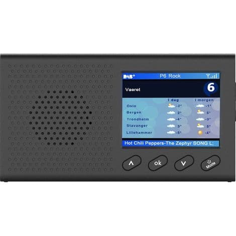 Bærbar DAB+ FM-radio med farveskærm, Bluetooth og program-/vejrvisning