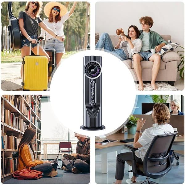 Bärbar luftkonditionering, USB-driven, 6 hastigheter, timerfunktion, personlig justerbar bris, för sovrum, kontor (grå)