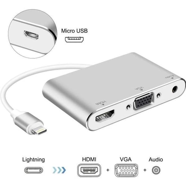 Lightning – Digital AV-adapter, HDMI- och VGA- & ljudadapter för iPhone och iPad