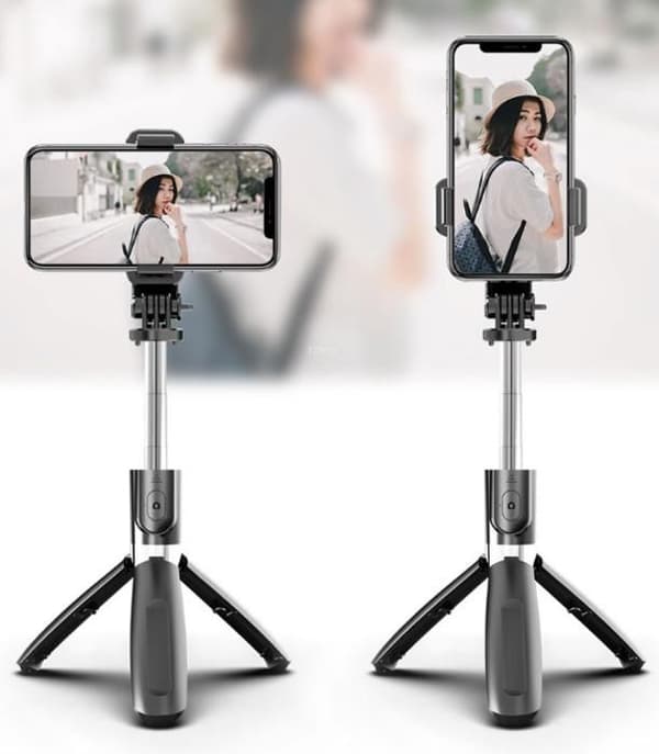 Selfie Stick - 3 i 1 Selfie Stick Stativ Bluetooth Selfie Stick Justerbar Monopod - Sort