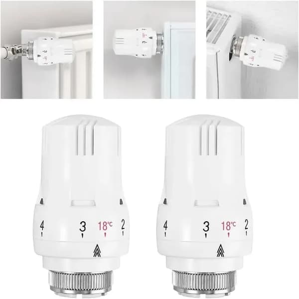 Termostatisk radiatorhuvud M30 x 1,5 - 4-pack - Vit - 6–28°C