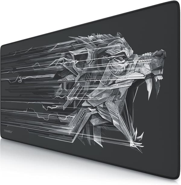 Speed Gaming Musemåtte - Ekstra Stor Musemåtte 900 x 400 x 43 mm - Sort med Ulveprint