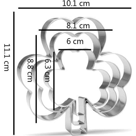 Kakformset klöver - 3 delar - Rostfritt stål