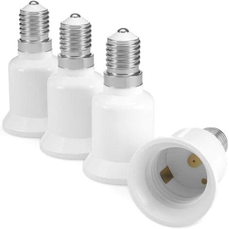 4x fatningsadapter - E14 til E27 fatningskonverter - E27 base lampeholderadapter til halogen LED-pærer