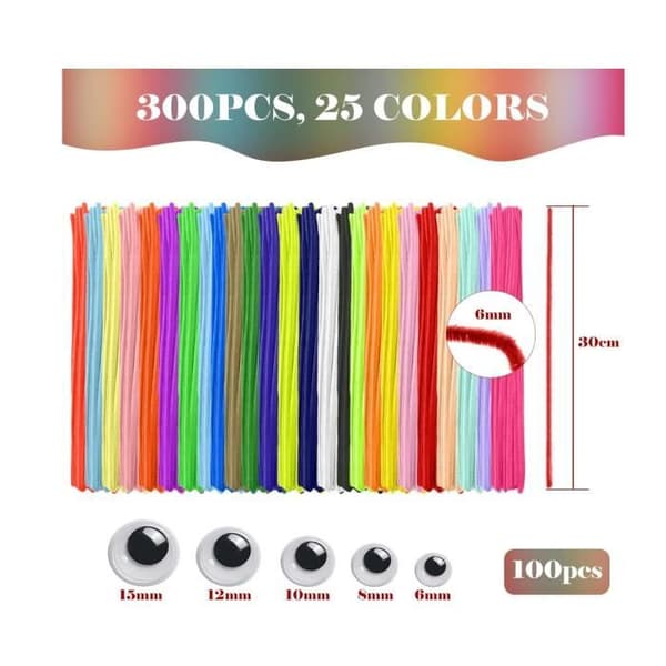 Piberensere - Uspecificeret - 300 stk. - 17 farver - 30 cm - 6 mm diameter