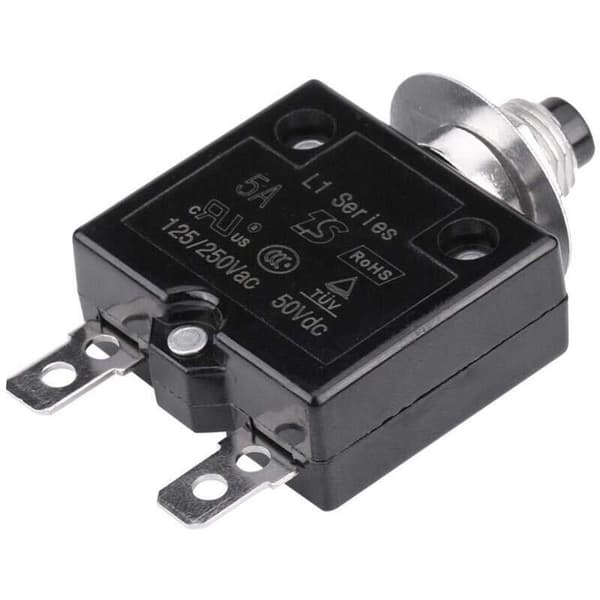 5A nulstillelig termisk afbryder – Overbelastningsbeskyttelse – 50V DC, 125-250V AC – Manuel nulstilling