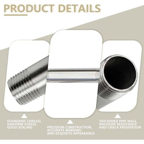 Stk 200MM 3/8\" Utvendig × 3/8\" Utvendig BSP Gjenge 304 Rustfritt Stål Forlenger Nipler Støpte Rørfittings