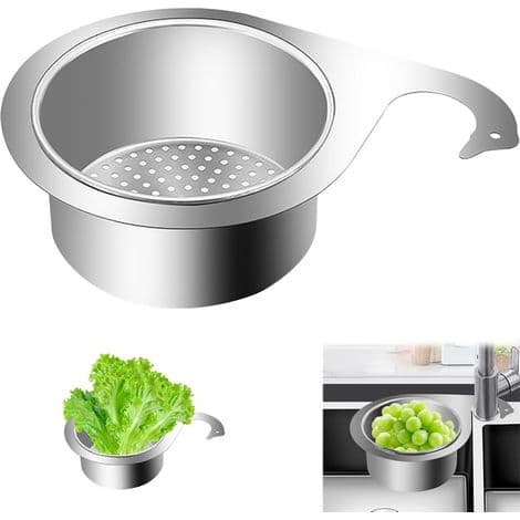 Diskhoavfallssil i rostfritt stål, hängande diskho för kran Mini 22 cm, avtagbart multifunktionellt svanformat filter