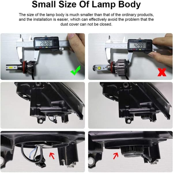 H7 Bilfrontlys Mini LED-pærer Bilfrontlyssett 6000K LED-lampe 2 stk