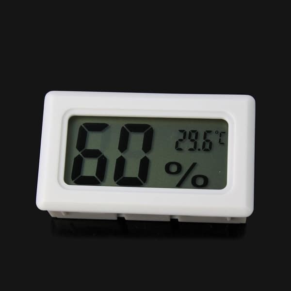 2-i-1 LCD Digital Inbyggd Termometer Hygrometer med Extern för Reptil Inkubator Akvarium Fjäderfä - Vit