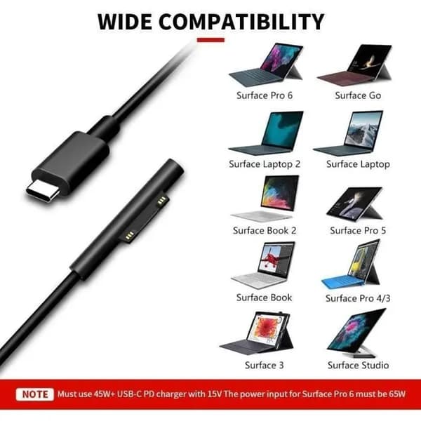 USB-C-latauskaapeli, Surface Connect - USB-C-latauskaapeli Microsoft Surface Pro X-7-6-5-4-3- ja Surface Laptop -laitteille