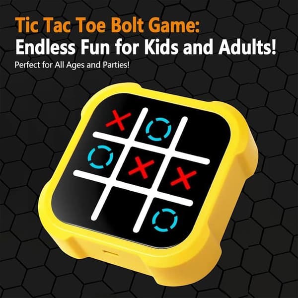 Bærbar spillkonsoll - XVX - 3 i 1 med Smart Tic-Tac-Toe - For barn og voksne (gul)