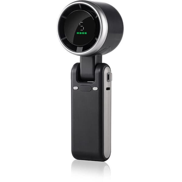 Mini bærbar turboventilator. Med LED-display. 180° rotation, 3-i-1 foldbart design, 5 blæserhastigheder (sort).