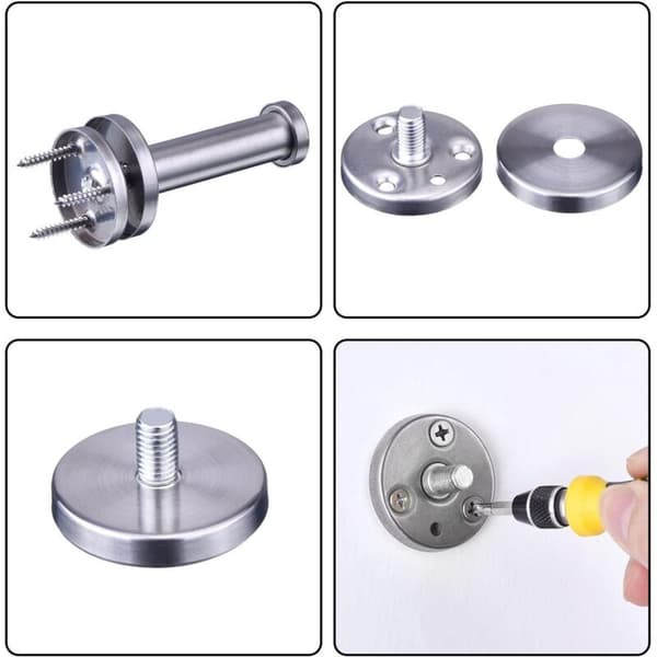 Set med 6 cylindriska väggkrokar, 4 x 7 cm, borstade