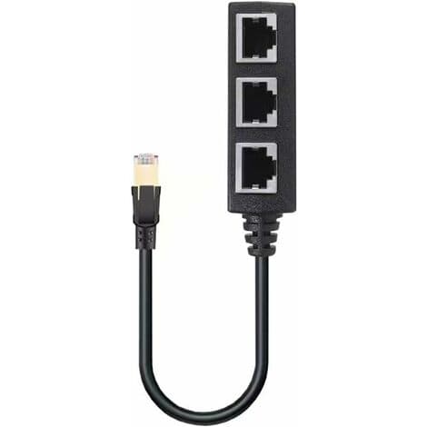 RJ45 Ethernet-kabelsplitter, 1 til 3 kabel Ethernet-splitter. Velegnet til Super Cat5, Cat5e, Cat6, Cat7 Ethernet LAN.