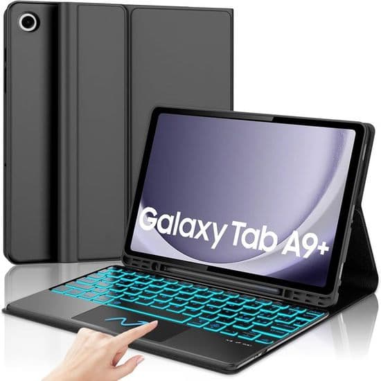 JZSH Franskt tangentbordsfodral för Samsung Galaxy Tab A9 Plus 11-tum (svart)