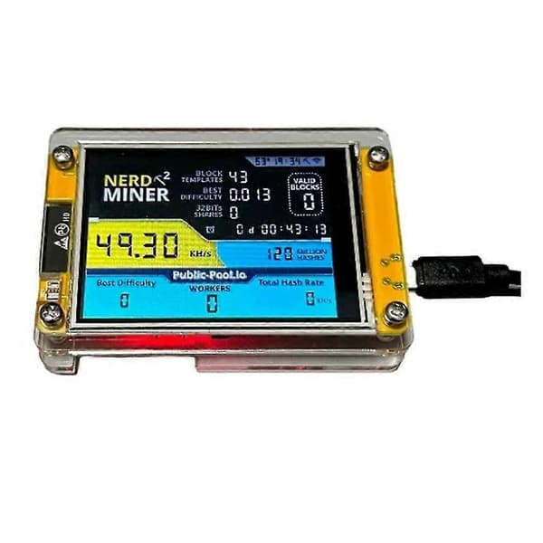 Nerdminer V3 2,8 tuuman BTC Solo Lottery Nerd Miner Crypto Bitcoin Miner Solo Mining Machine