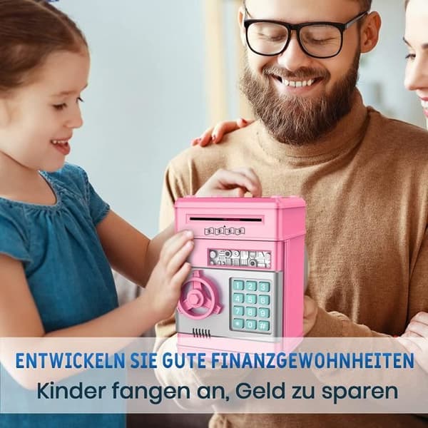 Minimyntdispenser Spargris - Elektronisk - ABS-plast - Egnet for jenter 3-12 år - Rosa