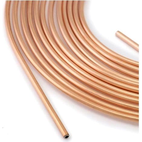 7,6 m kopparbromsslang, bromsrör, OD 4,76 mm, ID 3,3 mm med 16 muttrar