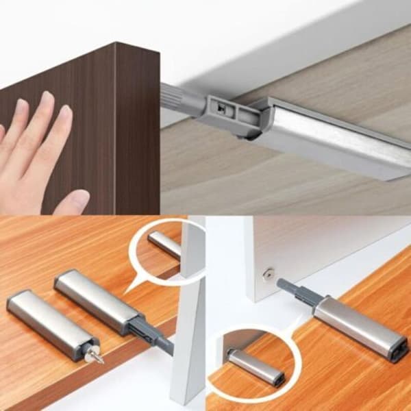 10 stk. Push-to-Open Magnetisk Dørskabslås, Magnetlås med Dæmper, Dørnedbremsningsbuffer, Push-to-Open System