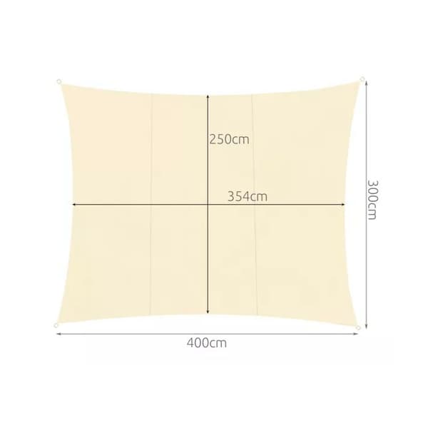 Vanntett solseil - 4 x 3 m - 180 g/m² Beige