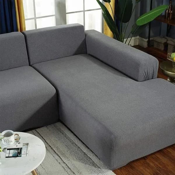 Sofföverdrag, stretchhörnsofföverdrag, stretchsofföverdrag för 1/2/3/4-sits soffor (1-sits: 90-140 cm, grå)