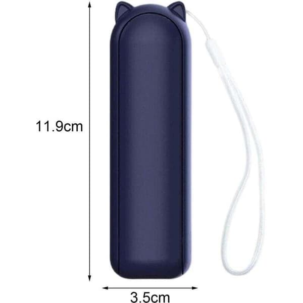 Mini bærbar sammenklappelig ventilator – drevet af et 2000 mAh batteri – med USB powerbank-funktion – blå