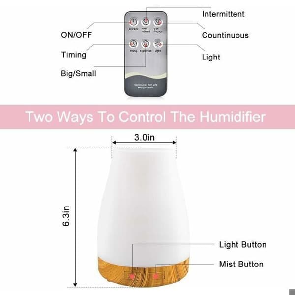 300 ml æterisk oliediffuser, aromadiffuser, ultralyds aroma luftfugter, 7-farvet LED natlys
