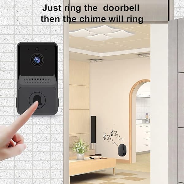 Trådlös Video Dörrklocka, Alexa-kompatibel Smart Dörrklocka Fungerar med Google Assistant