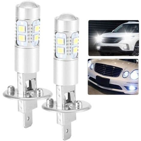 Superhvite 100W LED-frontlyspærer Kit Tåkelys Kjørelys 2X H1 6000K