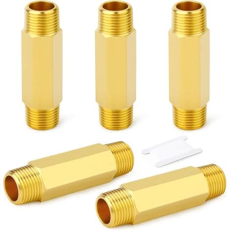 5-osainen messinki, 3/8 BSP messinkiputkiliitin, 60mm pitkä