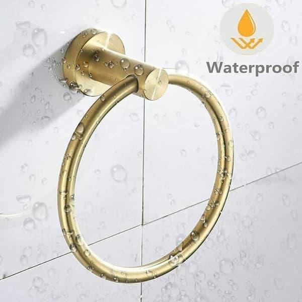 304 Badeværelseshåndklædeholder i rustfrit stål, håndklædering - Guld, 17 cm diameter, 1 stk