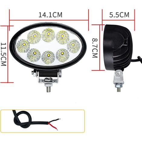 2x24w Oval LED Arbetsljusramp 12V-60V, LED Dimljus