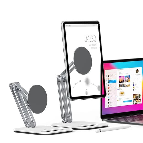 Magnetisk tablethållare i metall, iPad-tillbehör Magnetisk sugpropp för surfplatta vit