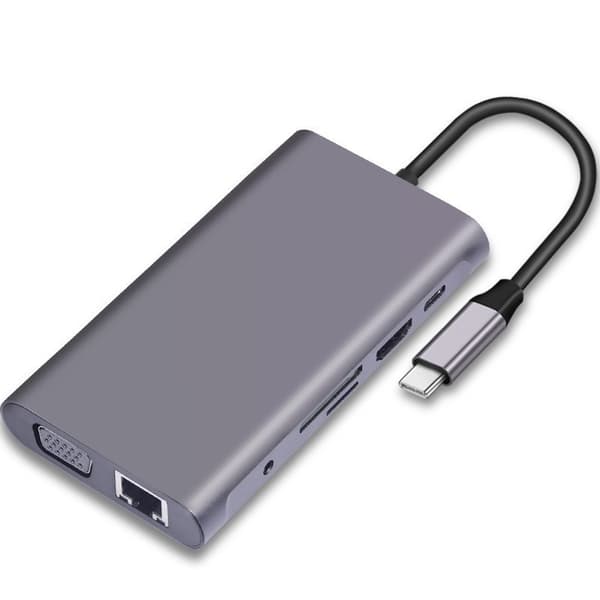 11 i 1 dockningsstation Typ-C 100M HUB multifunktionell hubb laptop expansionsdocka