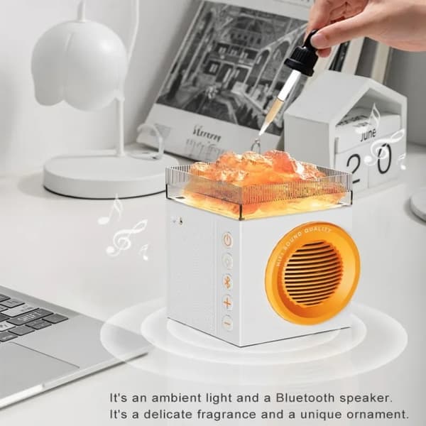 Trådløs Bluetooth-høyttaler for skrivebord, Aromaterapi Nattlys, HIFI Stereo Lyd, Krystallstein Lydkvalitet