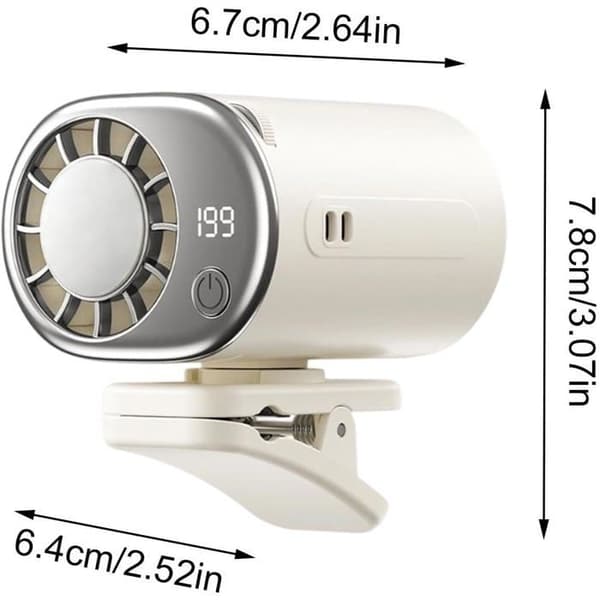 Bilvifte - 360° Klips - 2000mAh Oppladbart Batteri - 199 Hastighetsinnstillinger - USB/Type-C