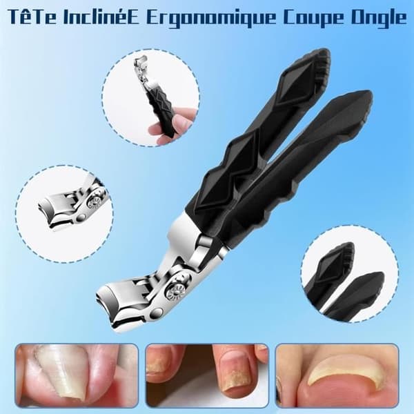 Negleklipper - kutter - negleklipper med bred åpning - skråstilt hode - ergonomisk - for eldre - 1 stk