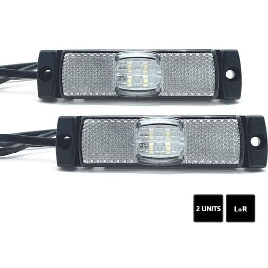 LED Markeringslys - RNEMITERY - 2 stk - Hvit - 12/24V - Vanntett for Tilhenger/Bobil