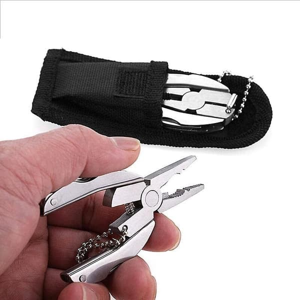 Mini multifunktionel bærbar foldbar lommeklemme/nøglering til vandreture og camping