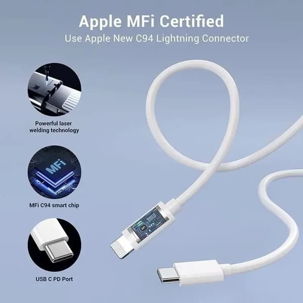 USB-C til Lightning-kabler - Quntis - 3-pak - Hurtigopladning - MFi-certificeret - 2M